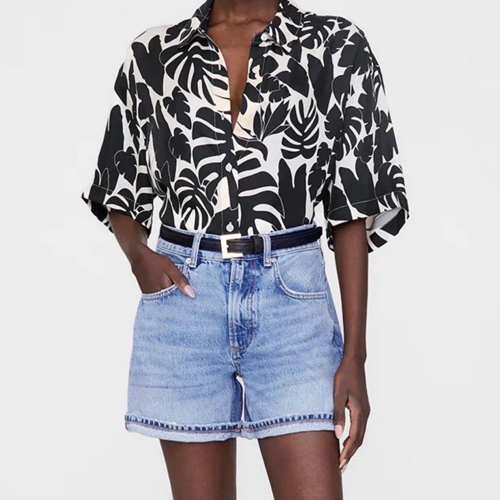 Anine Bing TRISTAN SHIRT BLACK BIRD OF PARADISE